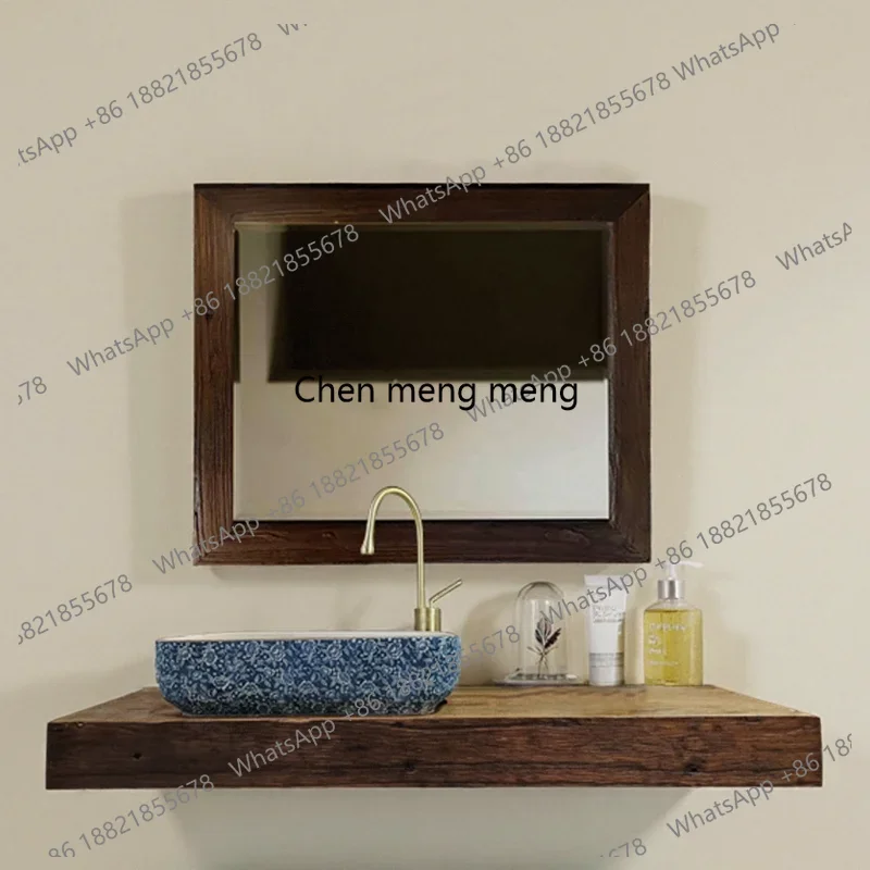 Wabi Sabi bathroom mirror with rack bathroom mirror wall-mounted toilet separate makeup mirror