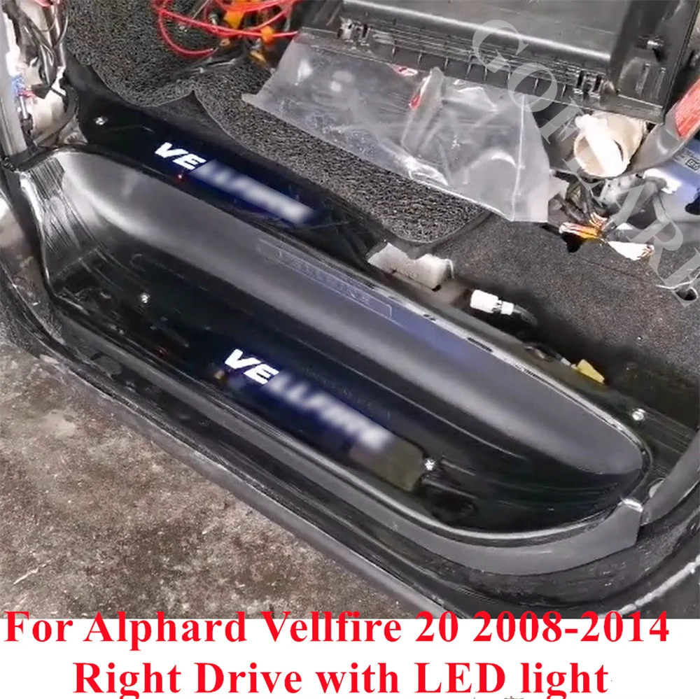 For Toyota Alphard Vellfire 20 ANH20 accessories 2008-2014 led light foot side door sill illuminated step scuff plate thresholds