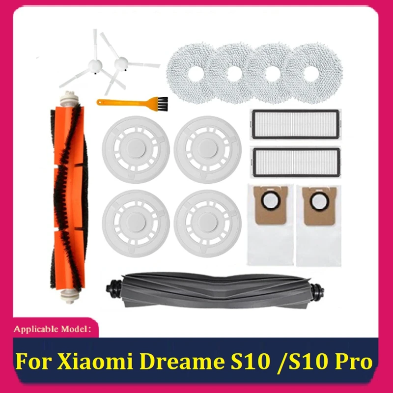 Ground Robot Main Side Brush Filter Mop Cloth Bracket Dust Bag Spare Parts Kit For Xiaomi Dreame S10 / S10 Pro