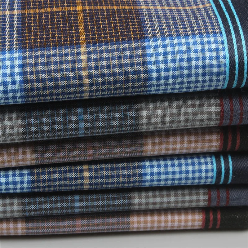 3Pcs 40x40cm 100% Cotton Vintage Dark Color Plaid Checkered Printed Mens Handkerchiefs Pocket Squares For Suit Jacket