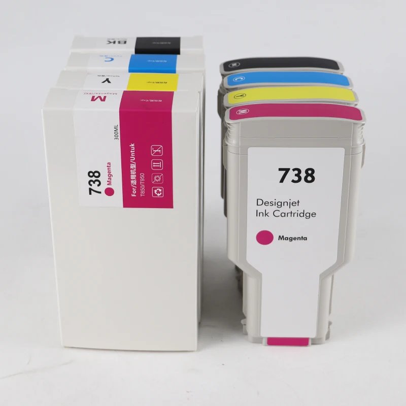 300ML 738 Ink Cartridge Compatible For HP738 DesignJet T850 DesignJlet T950 With High Quality Pigment Ink With One Time Chip