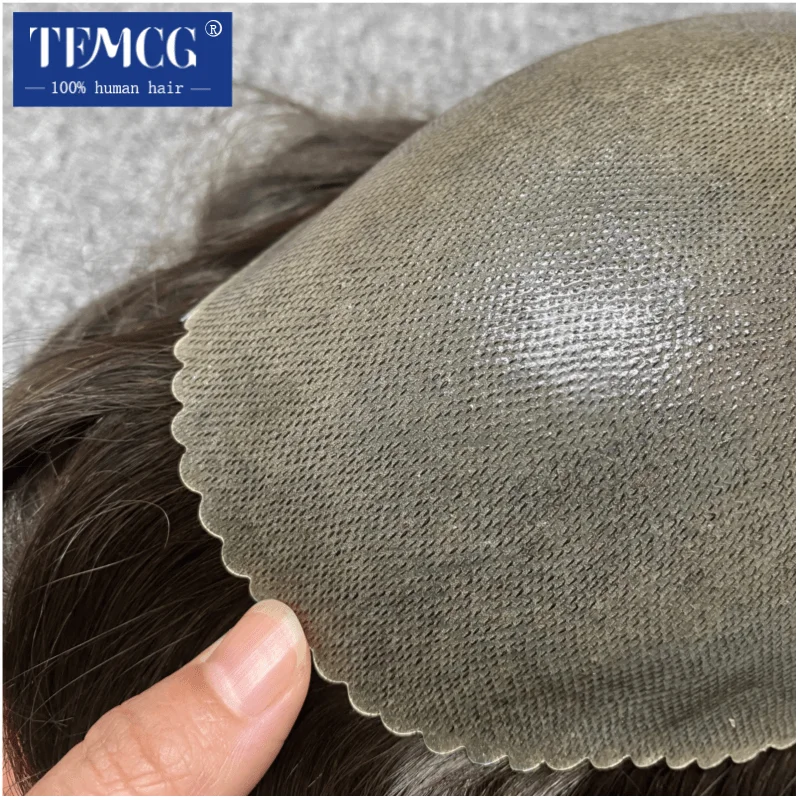 Double knotted Toupee Men Silicone Microskin Natural Hairline Men Wig 100% Human Hair Hair System Unit Men's capillary prothesis