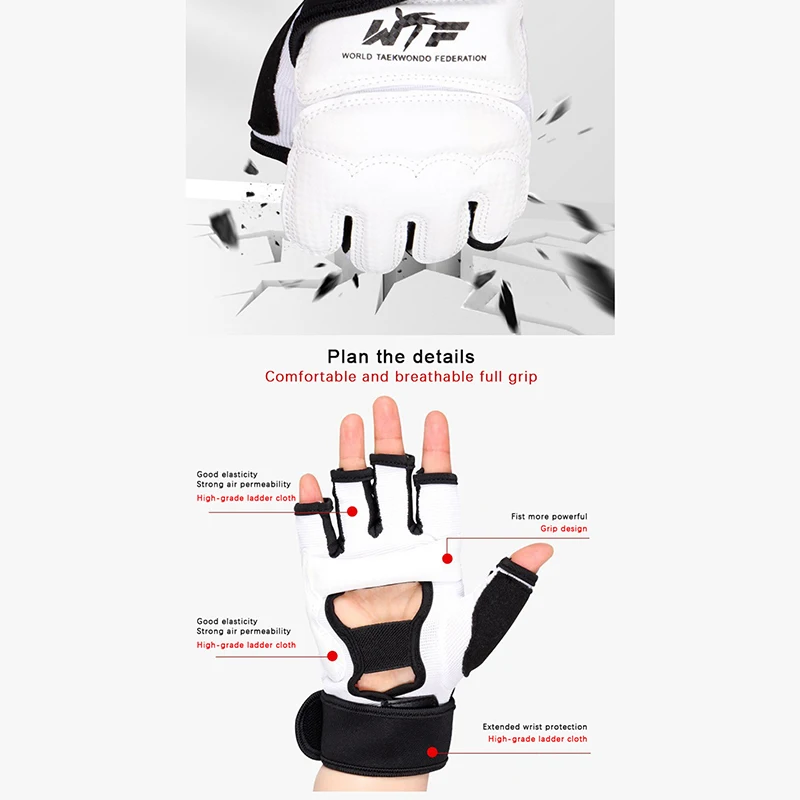 Taekwondo Leather Hand Gloves Sparring Karate Wrist Protector Guard Gear Boxing Martial Arts Hand Palm Guard Sock Adult Kid