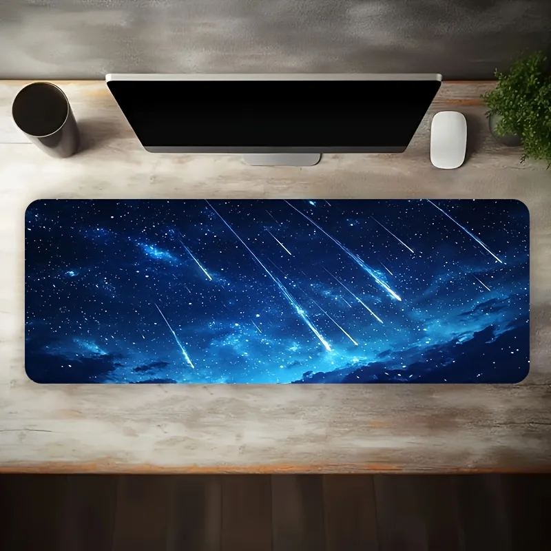 Blue Galaxy Shooting Stars Extra Large Gaming Mouse Pad Non-Slip Rubber Desk Mat for Office