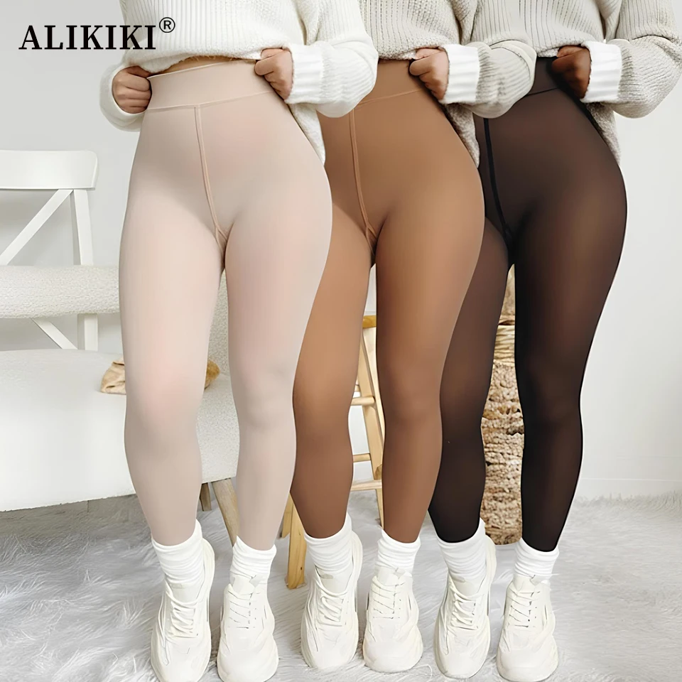 

Термолеггинсы с флисовой подкладкой и эффектом прозрачности, утягивающие, теплые, для зимы