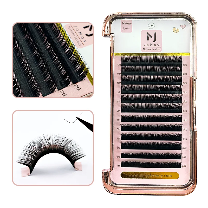 Jomay Mix 8~16mm Handmade Korean Pbt L/M Curl Eyelash Extension Natural Soft Faux Mink Lash Makeup Tools Beauty