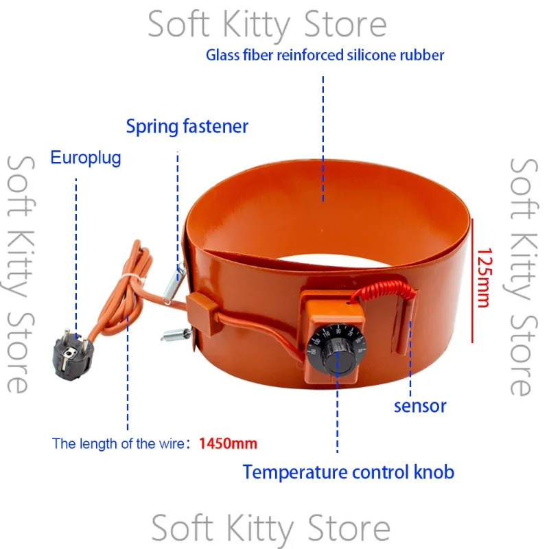 DIY Customizable 200L Oil Drum Silicone Heating Belt Silicone Rubber Heater 1740x250mm 2000W Y