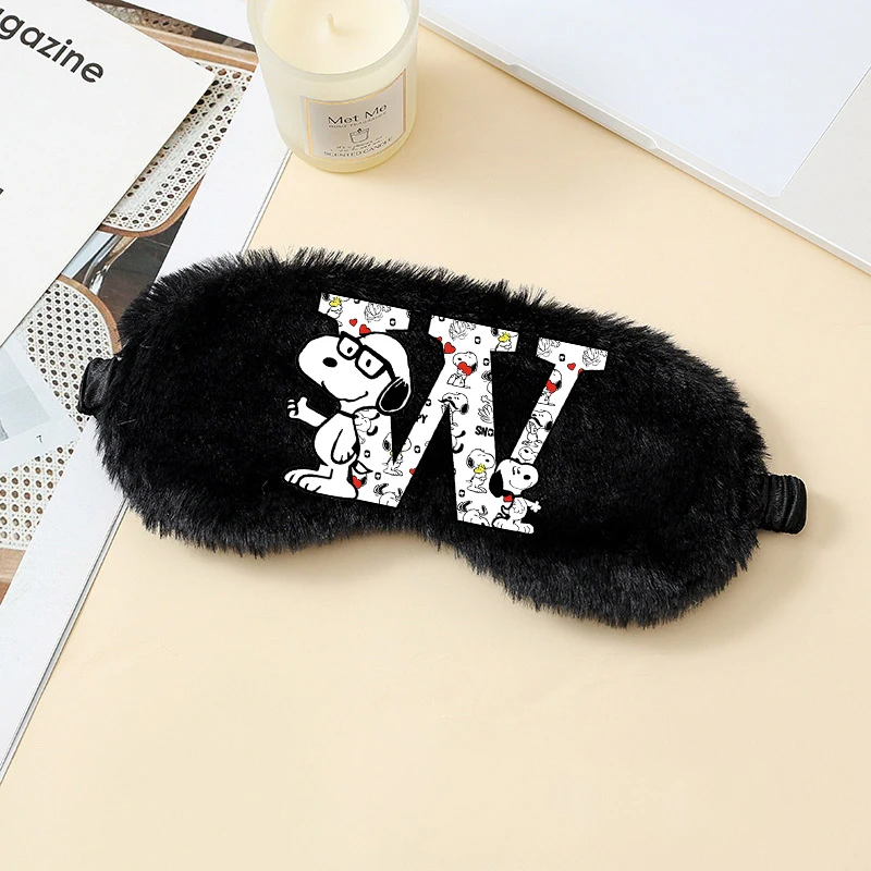 Snoopys Plush Eye Patch for Sleeping Cartoon Letter A-Z Eyes Mask Men Women Fashion Shading Sleep Aid Eyeshade Soft Blindfold