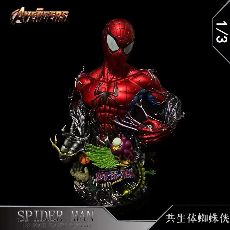 Spider-Man Symbiote 1/3 Scale Bust Statue Model, Desktop Ornament, Collectible Decoration Gift for Hobby Enthusiasts