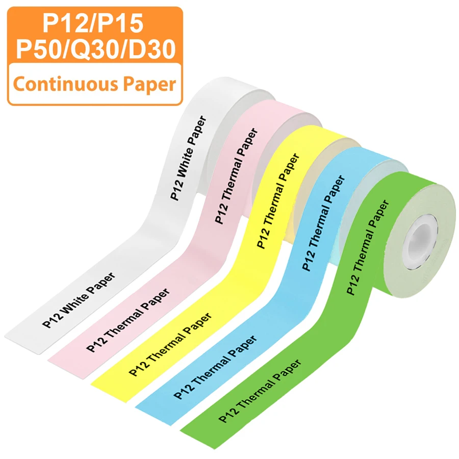 5Rolls 15mm*7m Phomemo Q30 D30 D32 D35 Adhesive Maker Paper for P12 P15 Name Sticker Rolls Ticket Self-Cut Tag Note FOR Q32 Q35