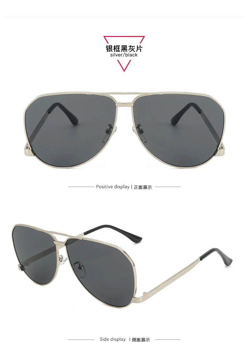 Vintage Oversize Quadratische Piloten-Sonnenbrille für Damen Neue Mode Legierung Farbverlauf Schwarz Sonnenbrille Herren Hip Hop Outdoor-Brille UV400 – Detail 16