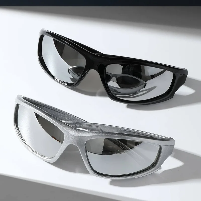 2PCS Punk Style Futuristic Tech Fashion Glasses Unisex Suitable for Daily Wear Photography Driving