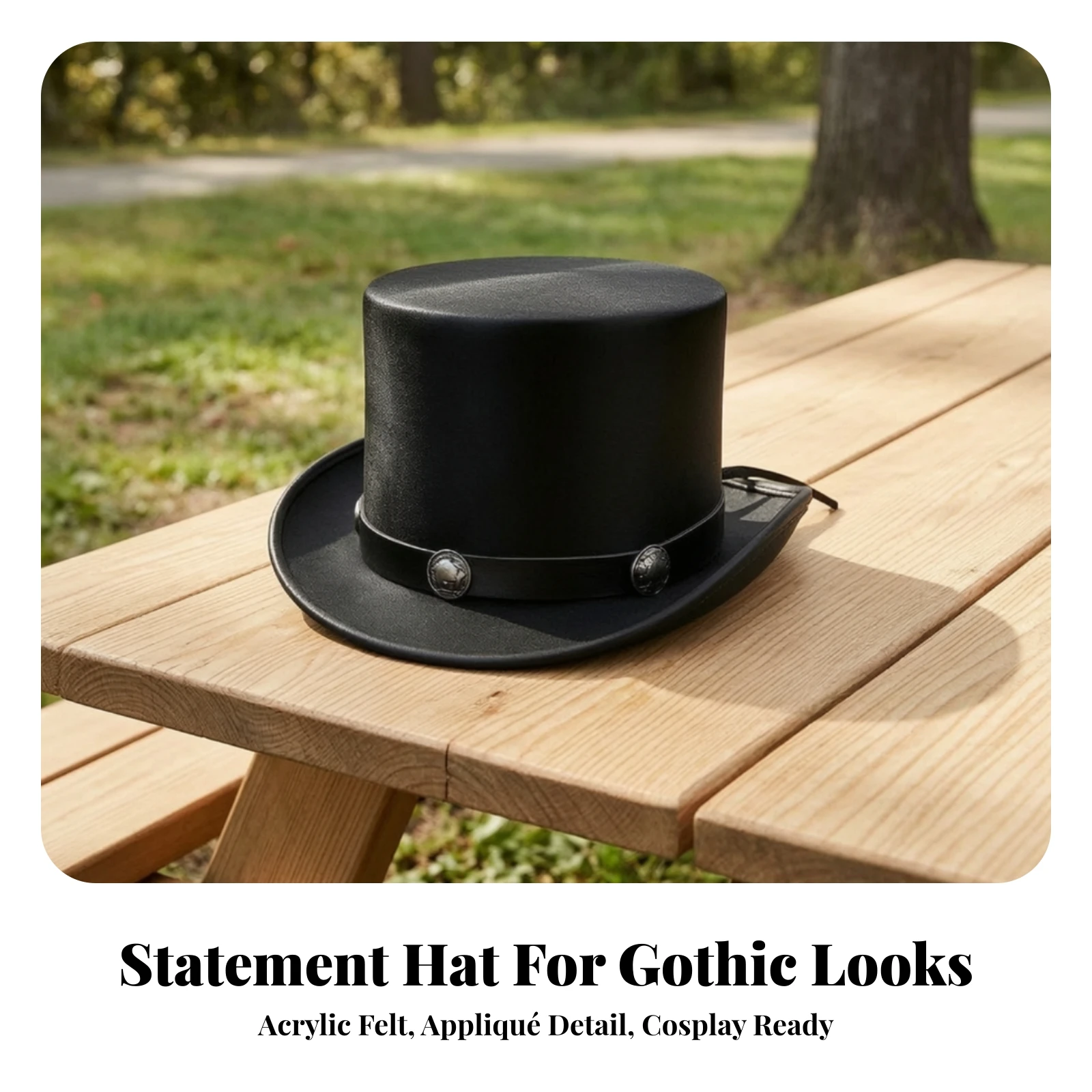 Top Hat with Hatband Classic Steampunk Top Hat Topper Comfortable Flexible for Cosplayers, Cosplay, Costume Parties
