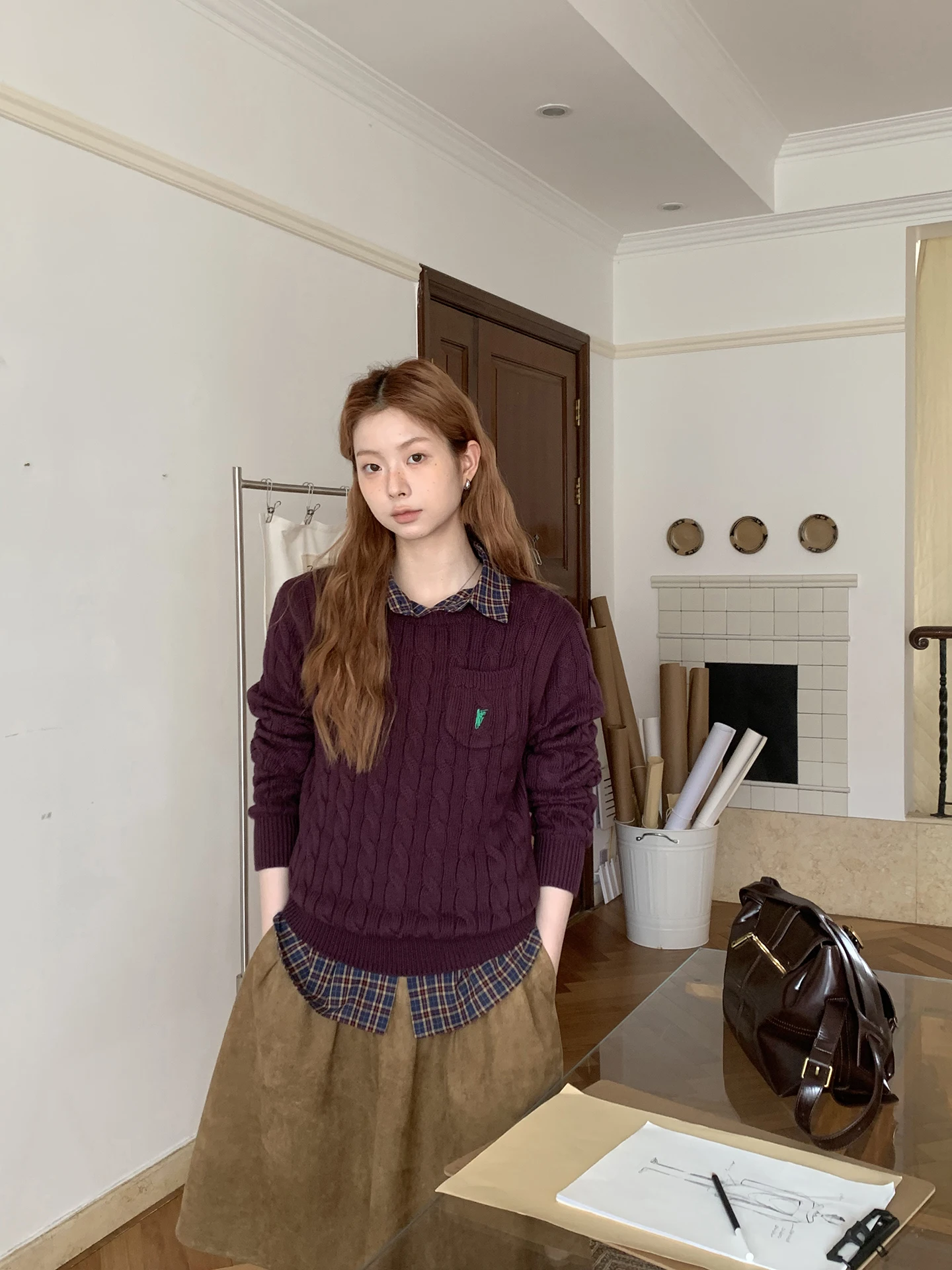 Rouge Celebri pull femme automne hiver paresseux haut de gamme Long Sve Design Sense haut Super beau Unique tricoté irt