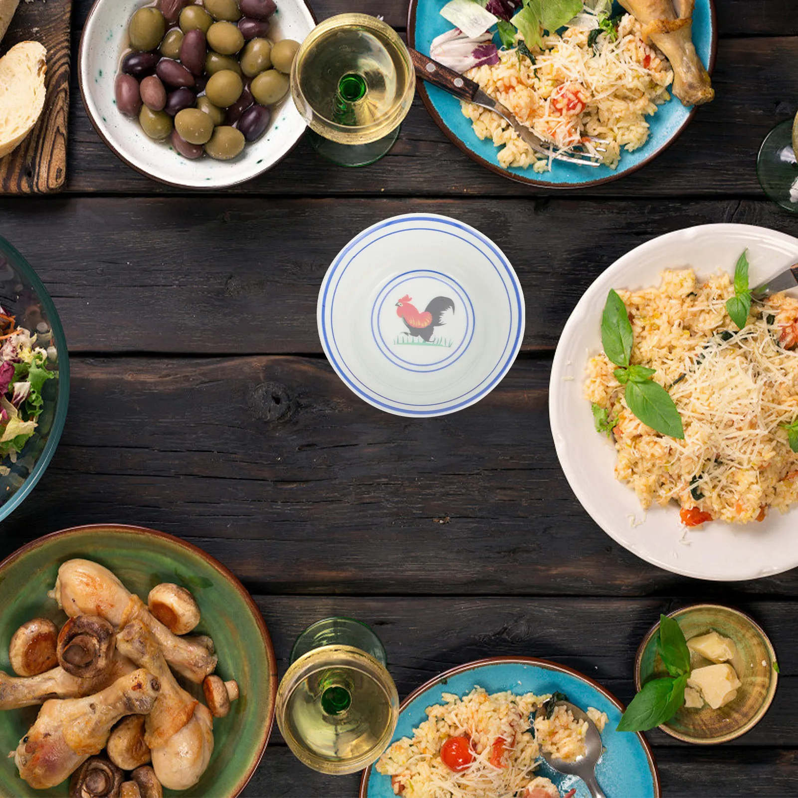 Tazón de arroz retro chino con diseño de gallo, versátil, de alta calidad, para servir comida, para sopa de arroz y fideos, 1 unidad