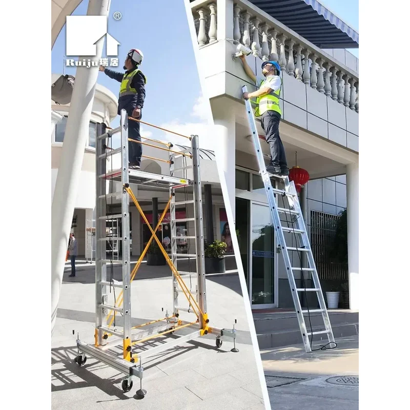 Aluminum Alloy Scaffolding Movable Telescopic Scaffold Factory Direct Folding Engineering Ladder Platform.