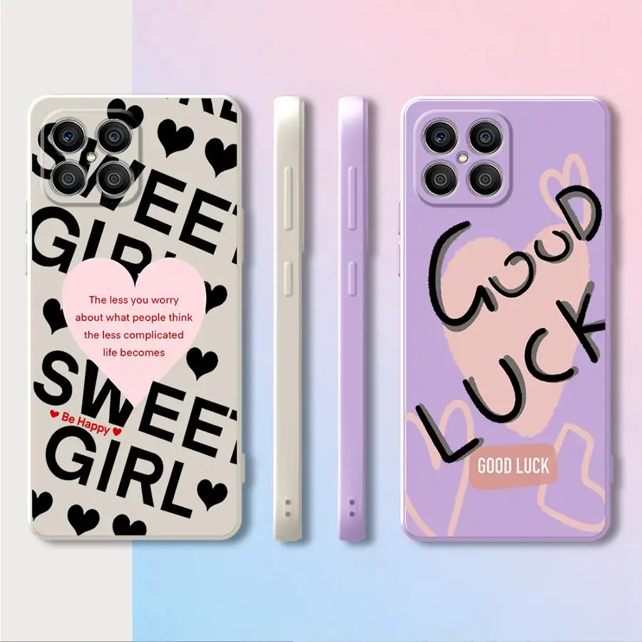 Funda para Teléfono Honor X9C X7d X9D X9b X8b X9a X7b X7a X5c X8a, Carcasa Suave con Texto de Amor Rosa