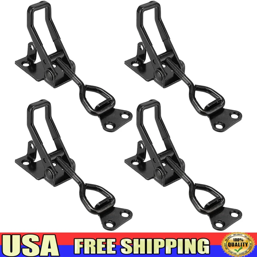 

4Pack Adjustable Toggle Clamp Latch 397Lbs Capacity Lockable Quick Release Hasp Clamps with 20 Screws Smoker Cabinet