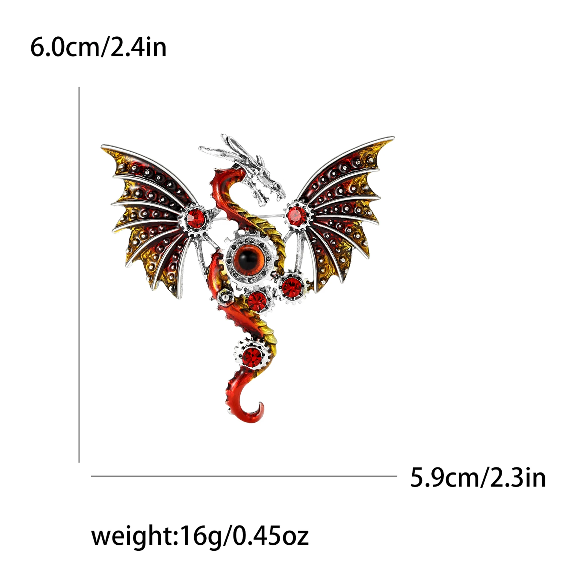 Beaut&Berry Enamel Flying Dragon Brooches for Women Unisex Animal Pins Casual Party Accessories Gifts Friends Decoration