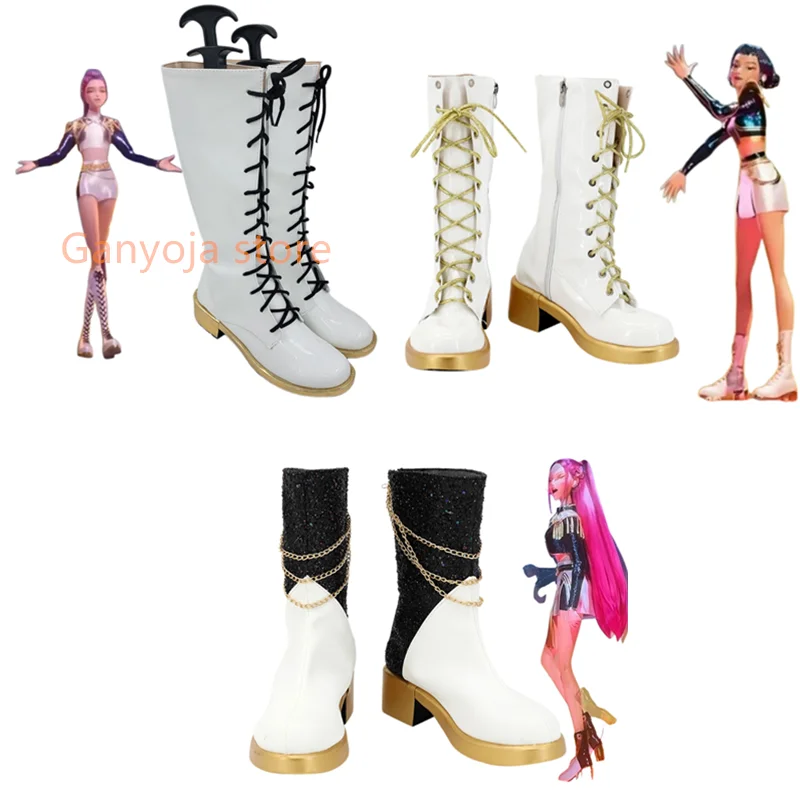 

KPop Охотники на демонов Руми Зои Мира Сапоги Танцевальная экипировка Обувь для косплея Обувь для взрослых и детей Карнавальная обувь на Хэллоуин