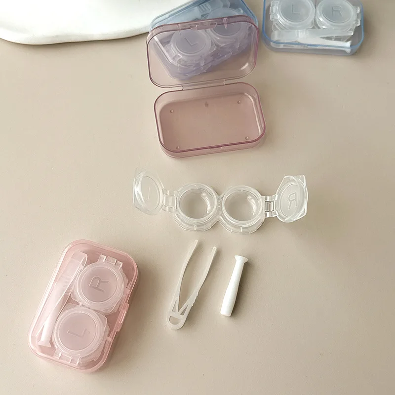 Transparent Contact Lens Box with Tweezers Colored Contacts Storage Container Case