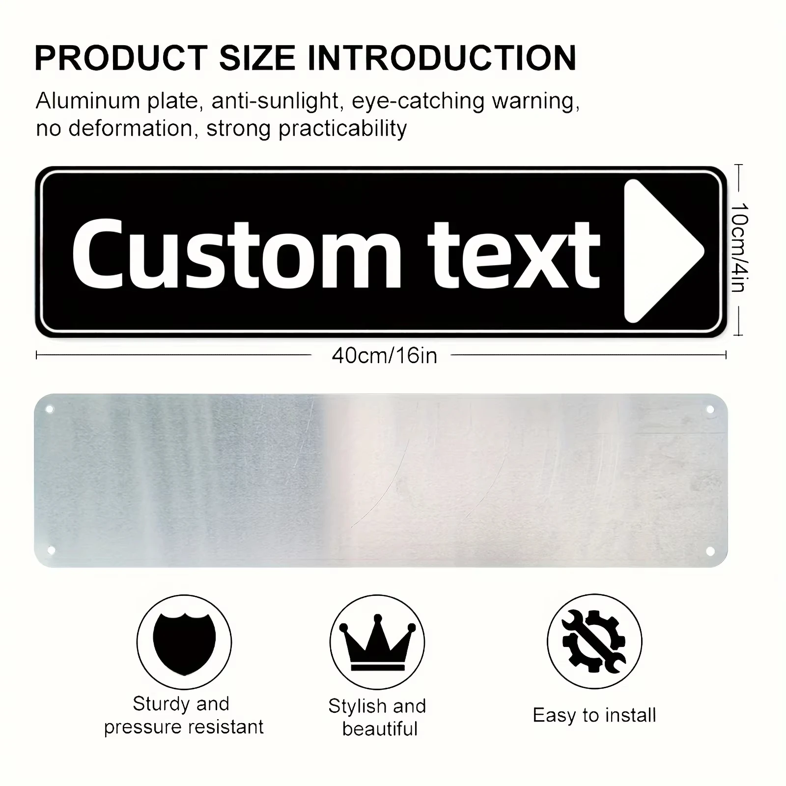 2D Flat Custom Aluminum Direction Sign , UV Printed Wall Decor, Personalized Text Right Side Road Plaque For Home And Mall