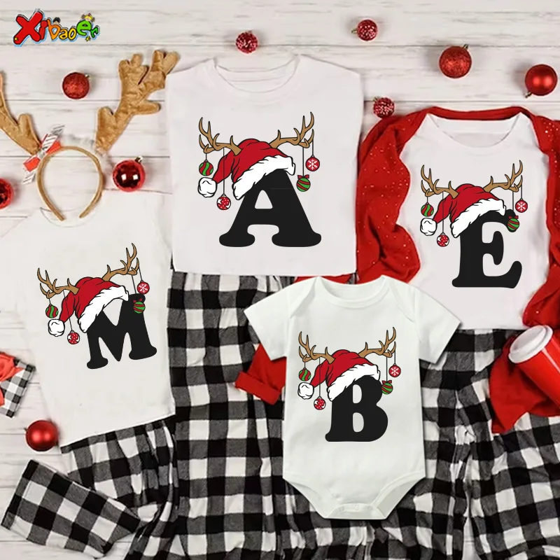 Family Matching Shirts Merry Christmas Outfits Party Shirt Couple Outfits Children Clothing Matching Shirt Set Family Look Shrit