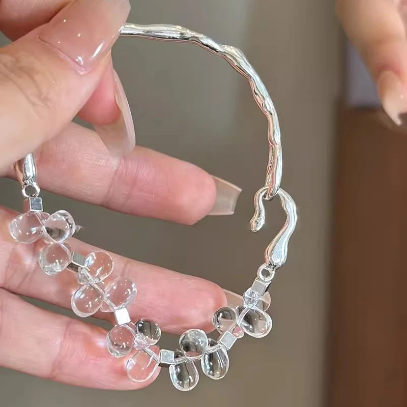 Pulseira Corrente Irregular para Mulheres, Pulseira De Cristal De Emenda Para Meninas, Jóias Frisadas Exquisite, Acessórios Da Moda, Presentes De Aniversário