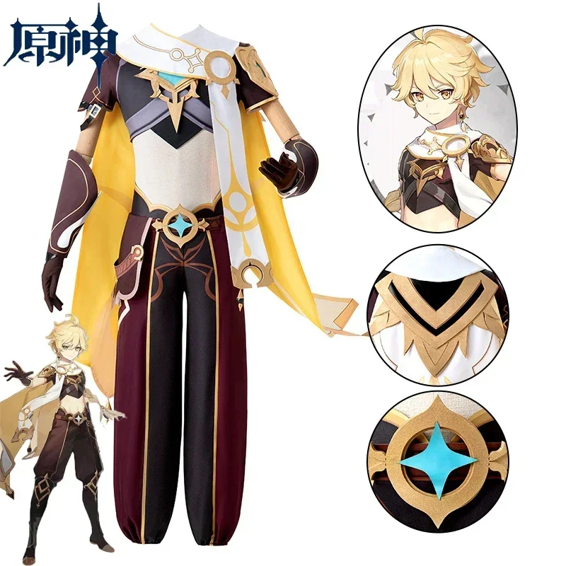 Aether Cosplay Clothes Game Genshin Impact Aether Genshin Cosplay Costume Wig Disfraz Halloween Carnival Costumes for Men Women