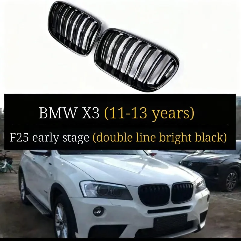 

1 пара запасных частей для BMW X3 F25 2011-2013, передний бампер, решетка для почек, капот, яркие, Blackaccesorios para auto