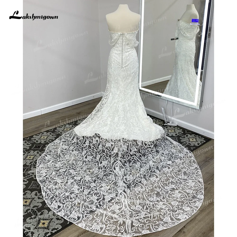 2025 Sexy Sweetheart Off the Shoulder Lace Brush Train Mermaid Wedding Dress For Women Boho Bridal Gowns Vestidos De Novia Robe