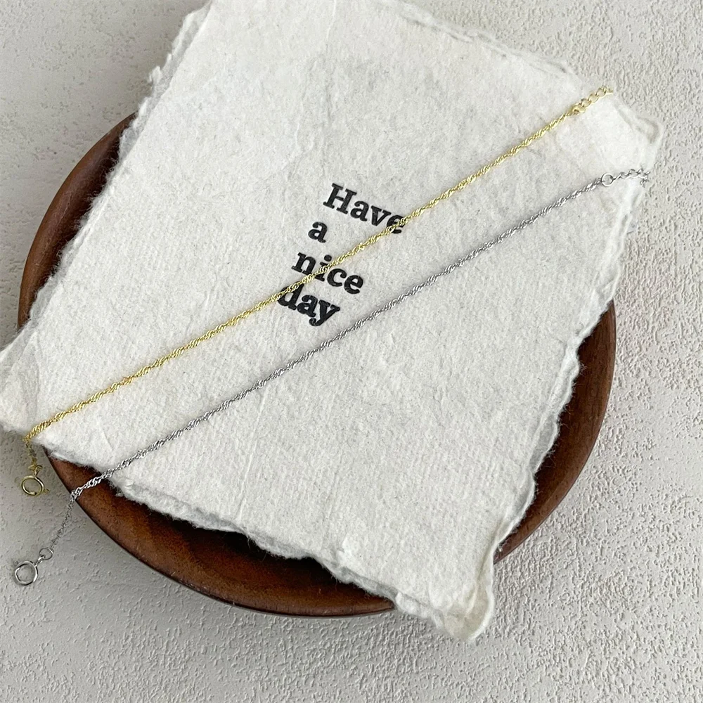 

Штабелируемый браслет из стерлингового серебра 925 пробы с позолотой 18 карат и волнистым поворотом в Корейском стиле из пеньковой веревки