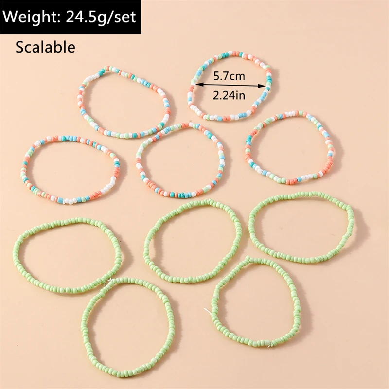 10 Stück/Set, handgefertigte Armbänder mit Perlen im Bohème-Stil, elastisch, für Damen und Mädchen, geeignet für Partys, Feiertage, als Schmuck oder Geschenk. – Detail 3