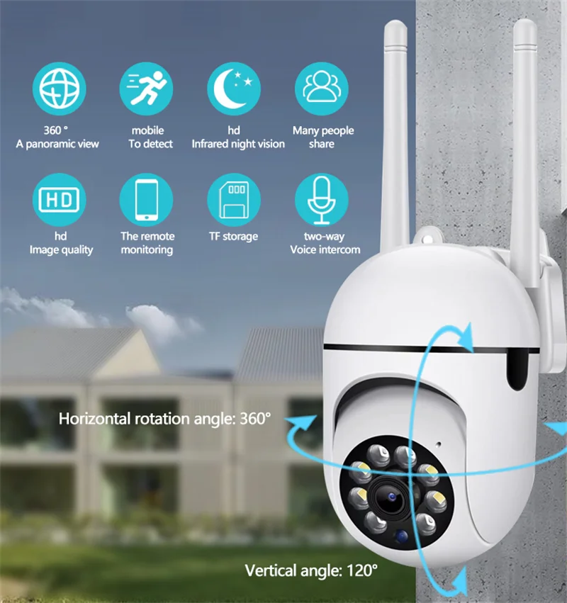 2MP 1080P Eseecloud/V380pro APP Full Color Wireless  PTZ IP Camera AI Humanoid Motion Detection Home Security CCTV Baby Monitor