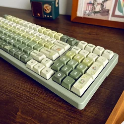 133Keys Matcha Green Keycap Ins Simple PBT XDA Highly Sublimated Mechanical Keyboard Universal Cartoon Rabbit Puppy Keycaps