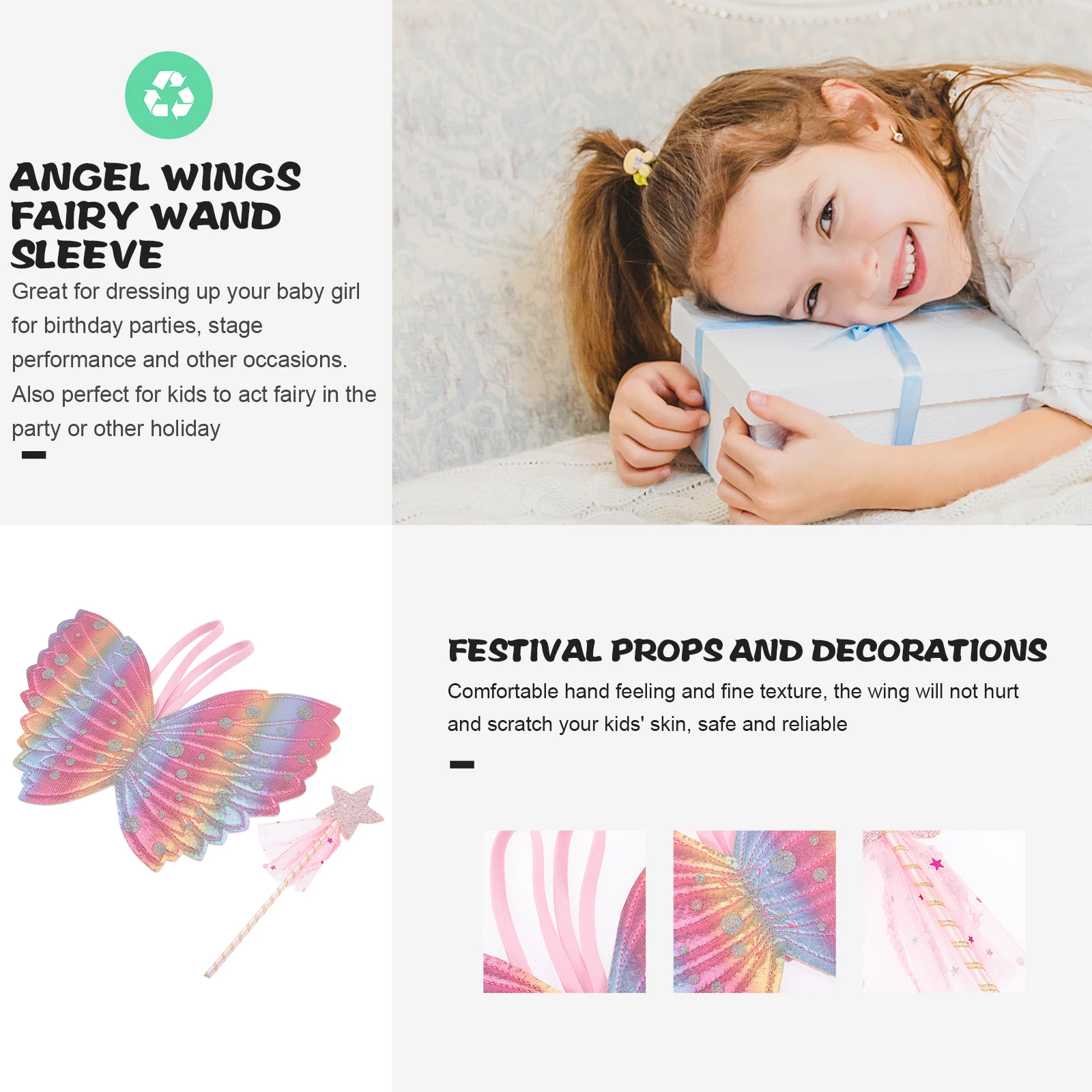 

Fairy Wands Set Adorable Angel Wing for Baby Girl Birthday Party Dress Up Cosplay Pretend Play Stage Performance Gift