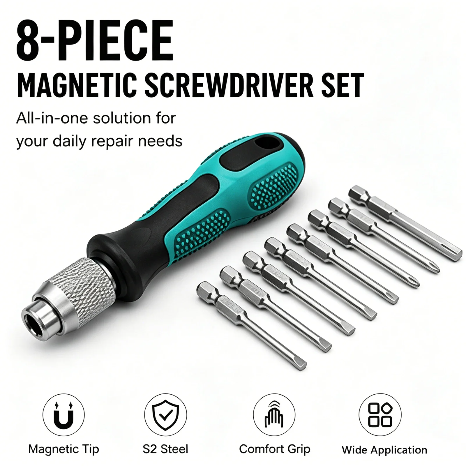 9pcs/set Screwdriver Set Replaceable Head Slotted Phillips Screw Driver Magnetic Electrical Home Repair Hand Hardware Tool Kit