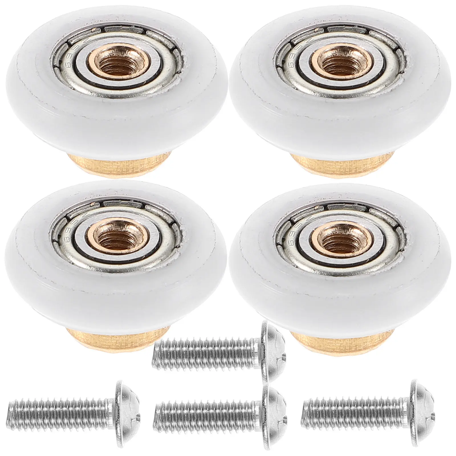

4Pcs Shower Door Rollers Copper Shaft Nylon Wheels Stainless Steel Heavy Duty Low Noise Smooth Glide Glass Sliding Door
