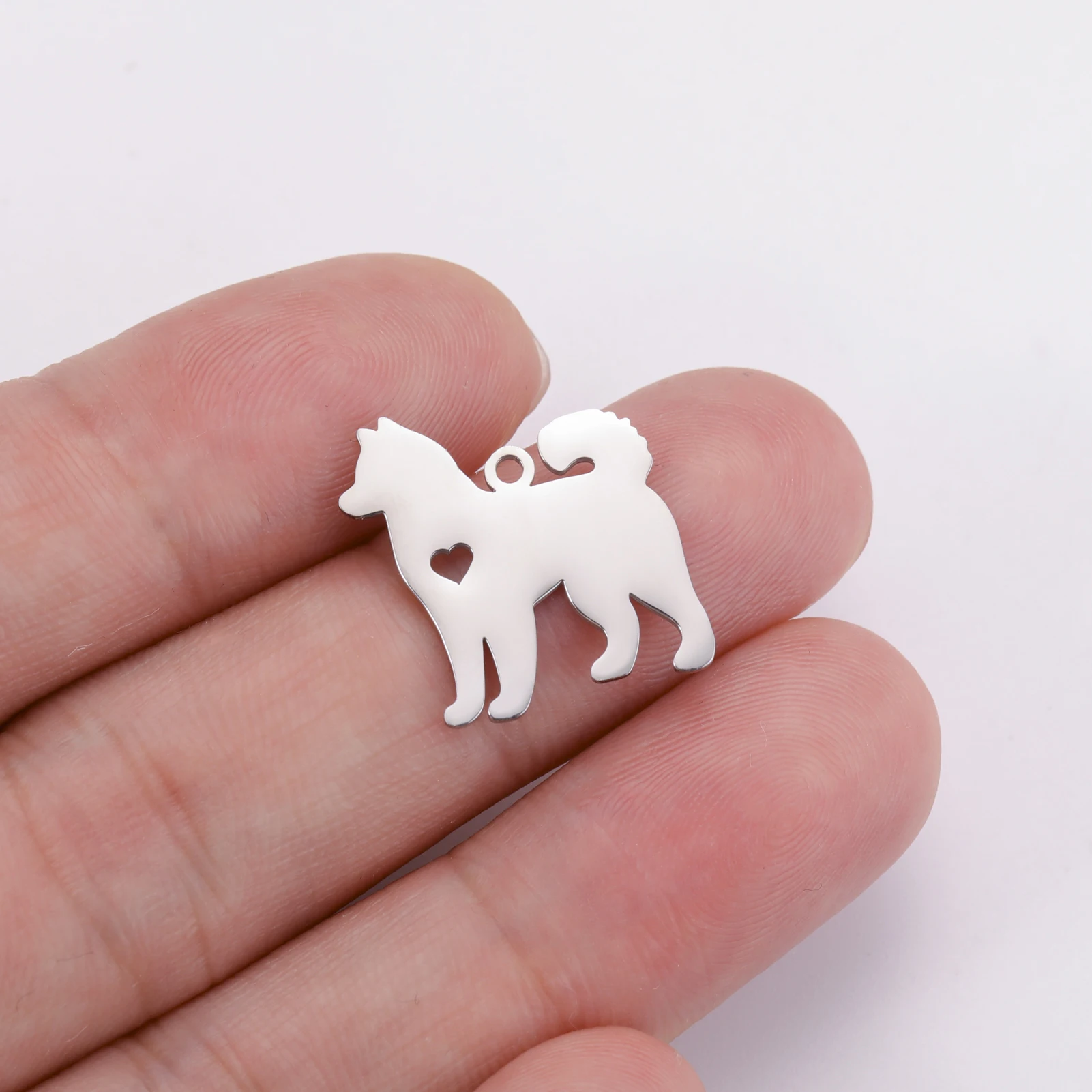 5 pieces/batch Cute Sausage Dog Wolf Pendant Stainless Steel DIY Earrings Bracelet Jewelry Fashion Jewelry Making