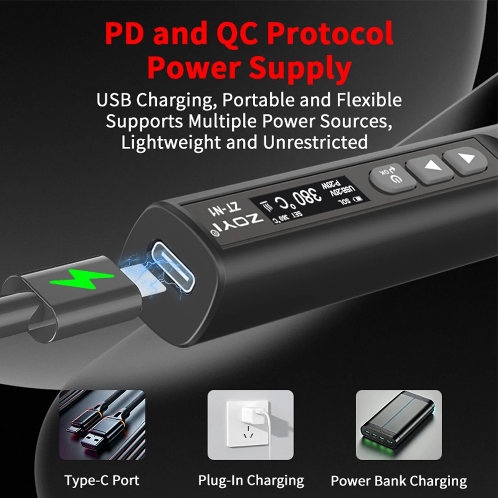 Imagem -02 - Zoyi Zt-n1 Ferro de Solda Inteligente 96w Eletricista Portátil Caneta de Soldagem de Temperatura Constante para Soldagem de Manutenção Doméstica