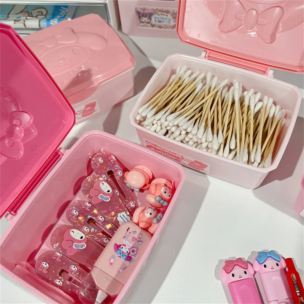Hot Selling Kawaii Cartoon HelloKitty Melody Desktop Rommel Opbergdoos Leuke Meisjes Lippenstift Multifunctionele Cosmetica Box Geschenken
