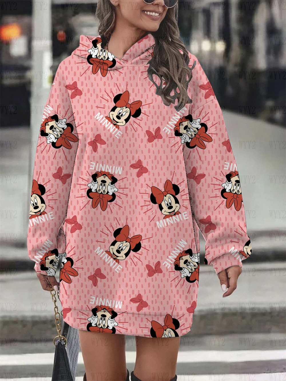 Disney Sweater Dress Autumn Winter Casual Street Style Printed Stitch Mickey Pullover Sweatshirt Women\'s Clothing