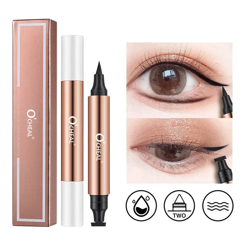 O'CHEAL Eyeliner Stamp Black Liquid Eyeliner Pen Waterproof Fast Dry Dual Head Eye Liner Pencil Make-up for Women Cosmetics Tool
