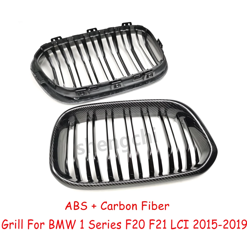 F20 LCI Carbon Fiber Style Front Bumper Grille For BMW 1 Series F20 F21 LCI 118i 120i 125i M135i M140i Racing Grills 2015-2019