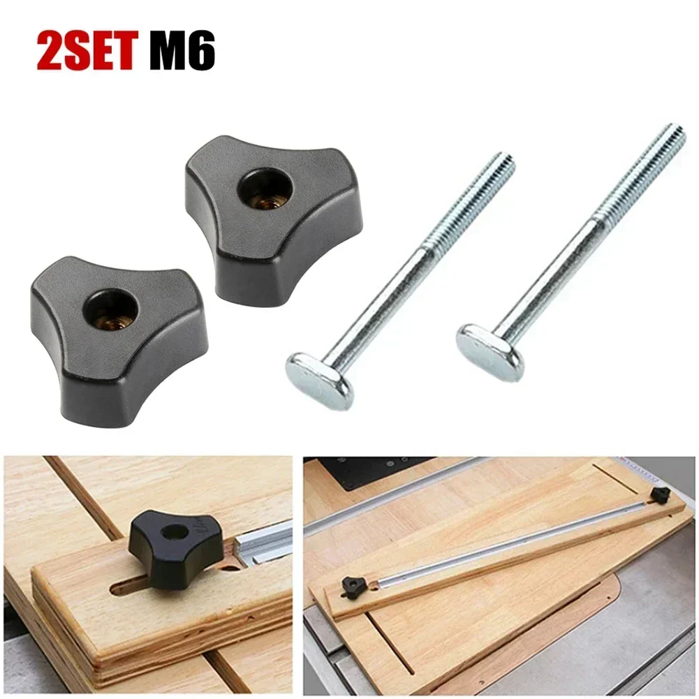 4 Pcs M6 Thread T-Track Bolts Knobs Screw Nut Set Clamps Fastener Woodworking Bench Jigs For Carpentry Hand Tools Accessories