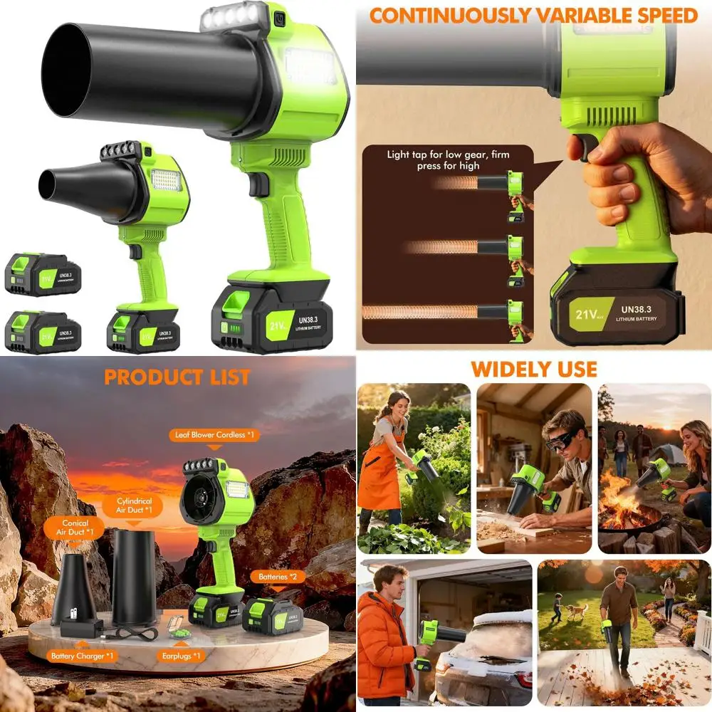 

Cordless Leaf Blower with Lights, 700CFM 900G Handheld Electric Blower, 2 x 3.0Ah Batteries & Fast Charging, Ideal for Lawn & Ga