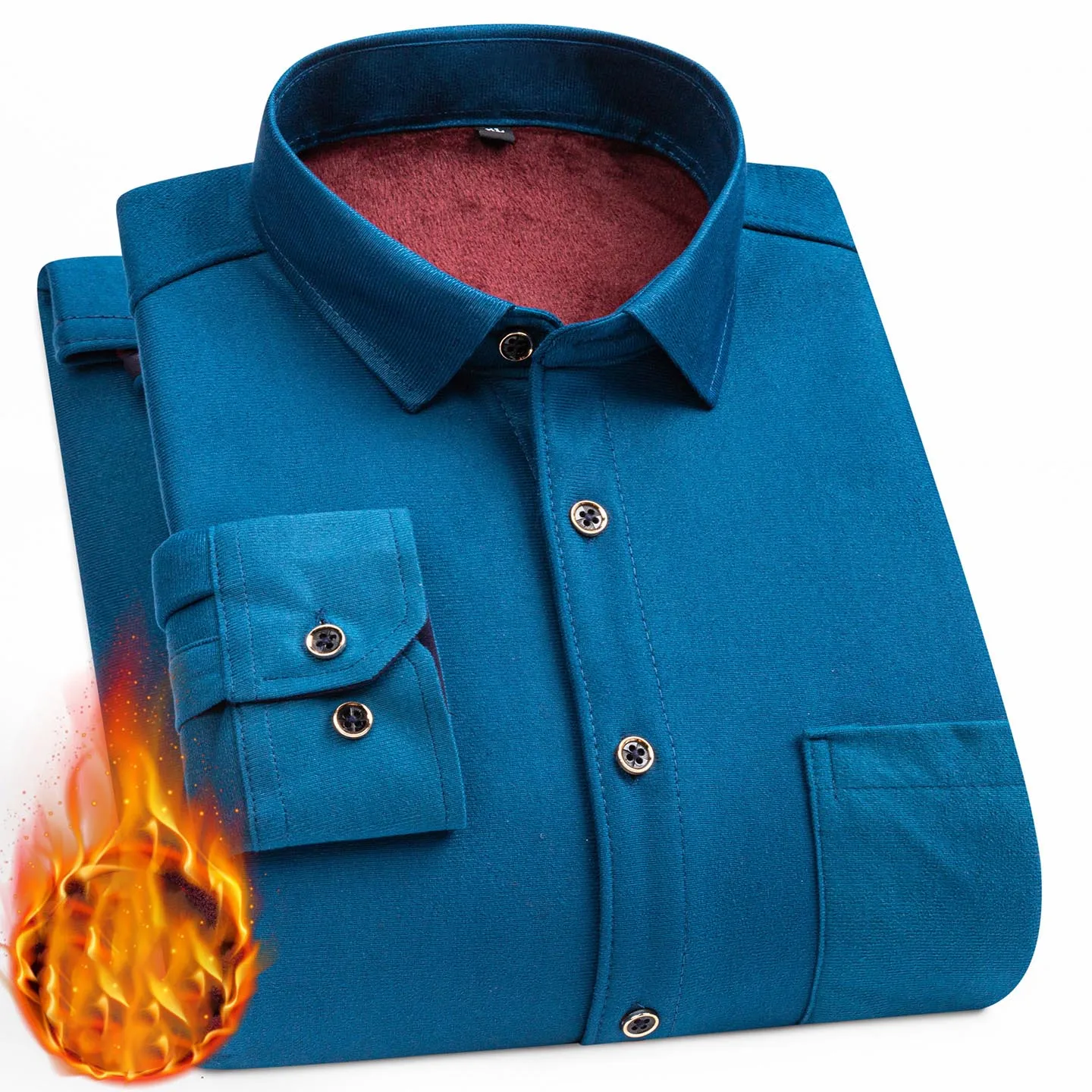 Camicie a quadri a maniche lunghe in pile double face da uomo Camicie comode resistenti al freddo di tendenza casual calde invernali spesse per uomo