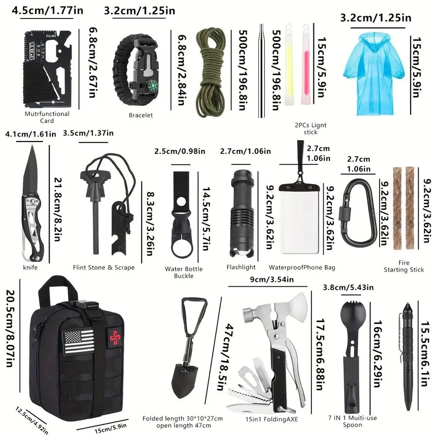 Kit, 252Pcs Survival Gear First Aid Kit with Molle System Compatible Bag and Emergency Tent, Emergency Kit for Earthquake, Outdo view 6