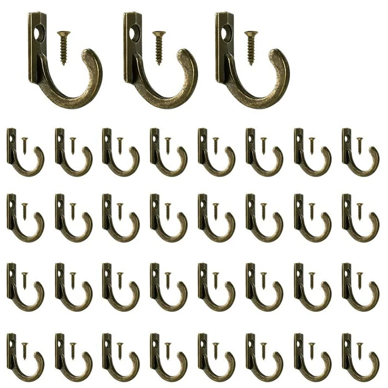 58 Pieces Wall Mounted Hook, Small Coat Hooks, Single Hanger for Hanging Coffee Cups, Kitchen Towel Bronze