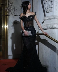 Bespoke Black Prom Dresses 2025 Luxury South African Matric Dance Crystal Party Dress Long Mermaid Evening Gowns Customized